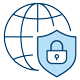 globe with a padlock symbol representing cybersecurity and online safety
